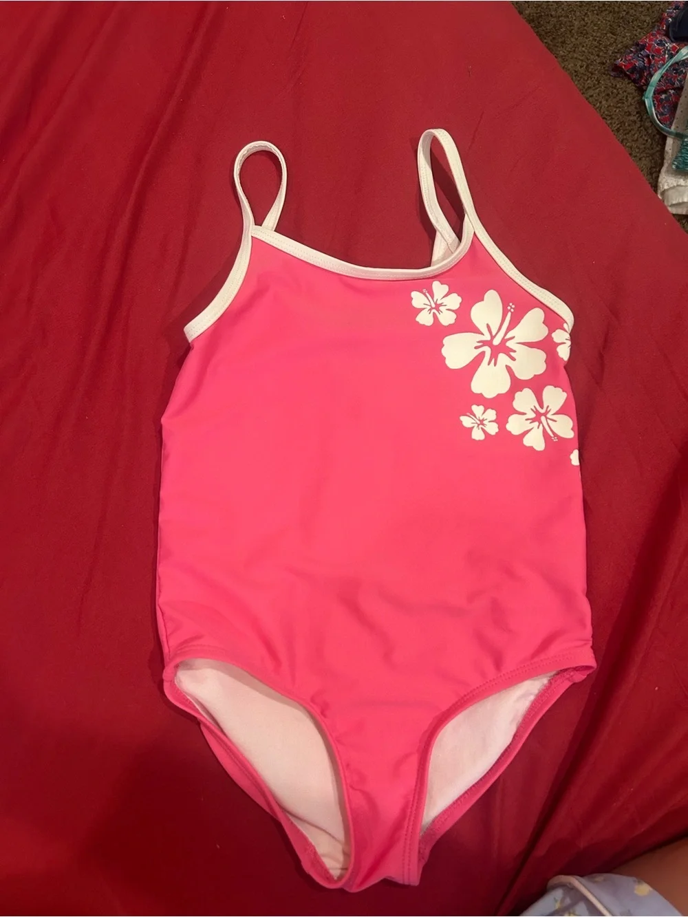Carter's Hot Pink One-Piece Swimsuit with White Floral Accent